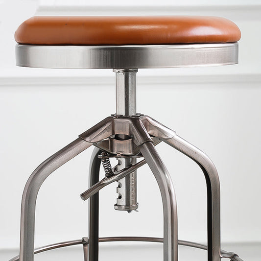 Industrial Metal Legs Bar Stools Indoor Faux Leather Counter Chair