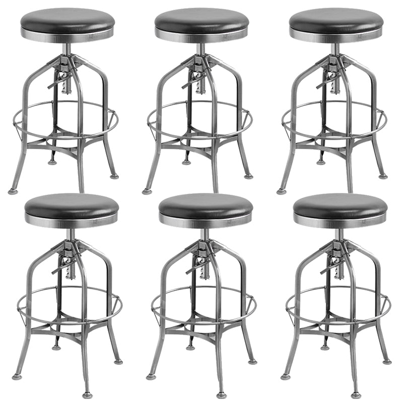 Industrial Metal Legs Bar Stools Indoor Faux Leather Counter Chair 6 Piece Set Clearhalo 'Bar Furniture' 'Bar Stools' 'bar_stools' 'furn' 'furn_bar_stools' 'Furniture' 'Kitchen & Dining Furniture' 7470164