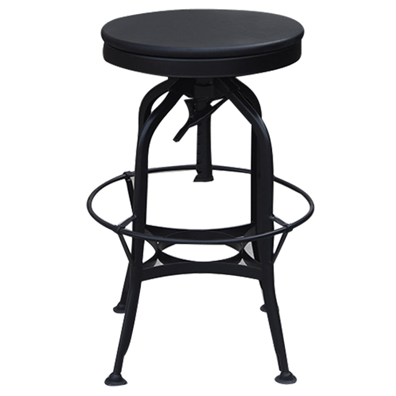 Industrial Metal Legs Bar Stools Indoor Faux Leather Counter Chair Matte Black 1 Piece Clearhalo 'Bar Furniture' 'Bar Stools' 'bar_stools' 'furn' 'furn_bar_stools' 'Furniture' 'Kitchen & Dining Furniture' 7470166