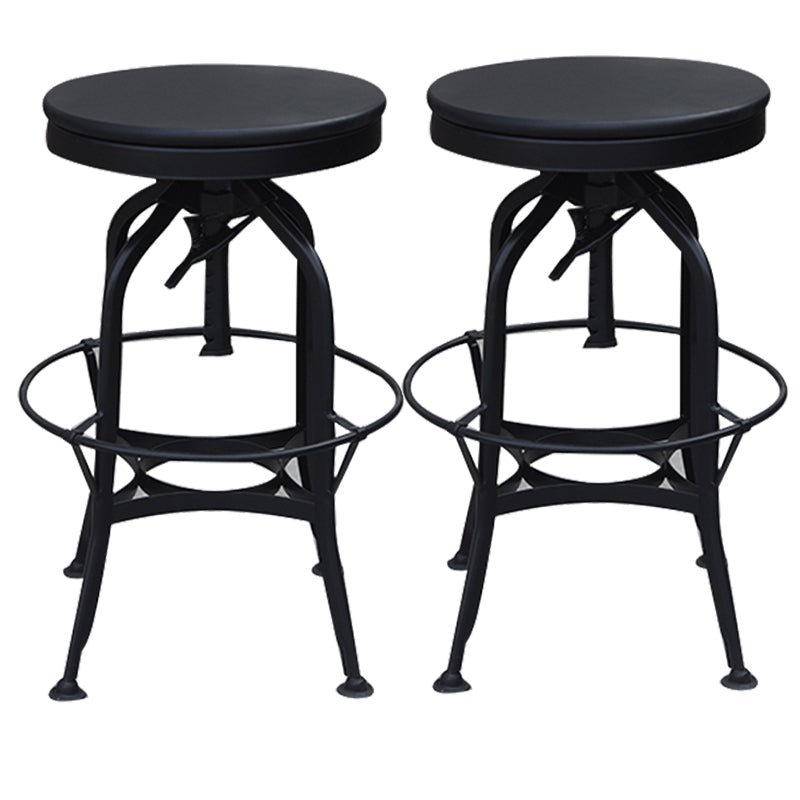 Industrial Metal Legs Bar Stools Indoor Faux Leather Counter Chair Matte Black 2 Piece Set Clearhalo 'Bar Furniture' 'Bar Stools' 'bar_stools' 'furn' 'furn_bar_stools' 'Furniture' 'Kitchen & Dining Furniture' 7470167