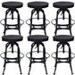 Industrial Metal Legs Bar Stools Indoor Faux Leather Counter Chair Matte Black 6 Piece Set Clearhalo 'Bar Furniture' 'Bar Stools' 'bar_stools' 'furn' 'furn_bar_stools' 'Furniture' 'Kitchen & Dining Furniture' 7470169