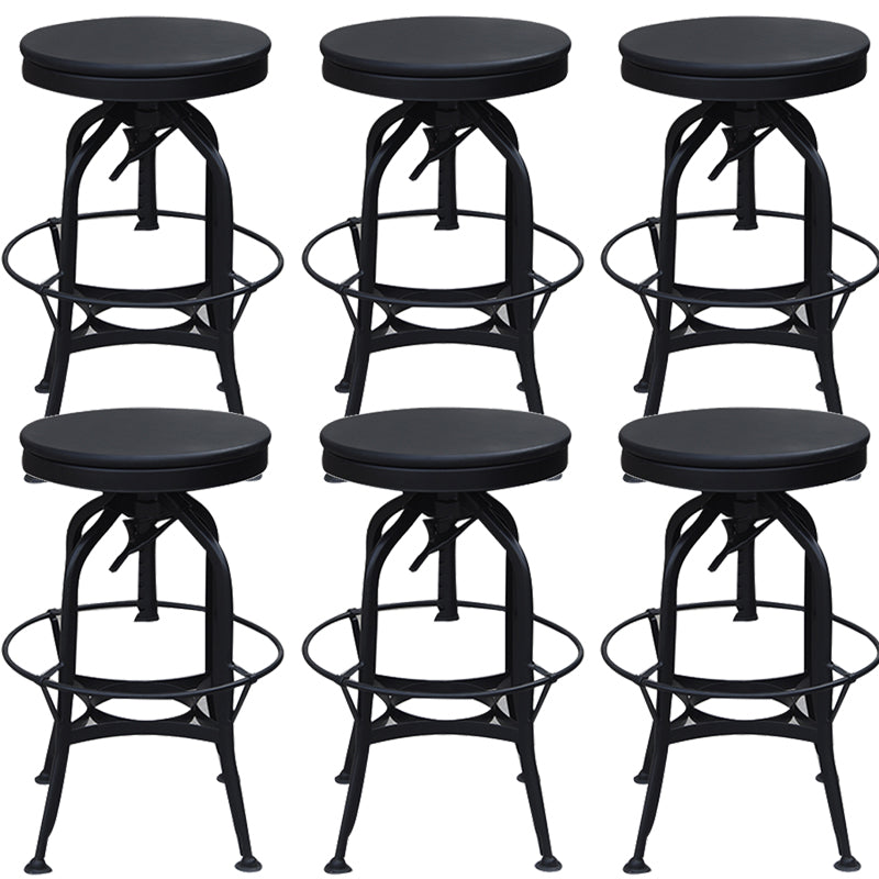 Industrial Metal Legs Bar Stools Indoor Faux Leather Counter Chair Matte Black 6 Piece Set Clearhalo 'Bar Furniture' 'Bar Stools' 'bar_stools' 'furn' 'furn_bar_stools' 'Furniture' 'Kitchen & Dining Furniture' 7470169