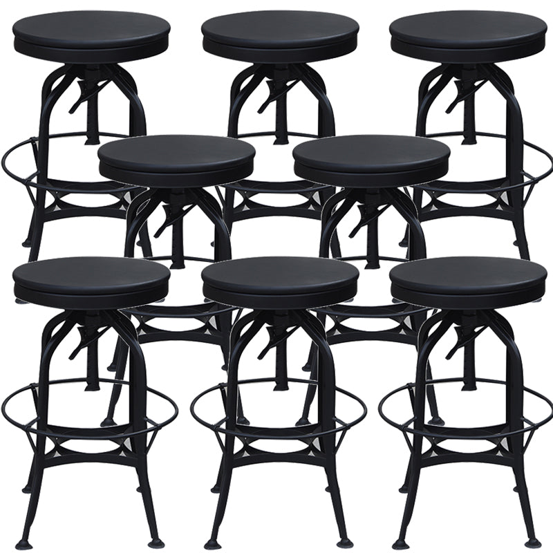 Industrial Metal Legs Bar Stools Indoor Faux Leather Counter Chair Matte Black 8 Piece Set Clearhalo 'Bar Furniture' 'Bar Stools' 'bar_stools' 'furn' 'furn_bar_stools' 'Furniture' 'Kitchen & Dining Furniture' 7470170