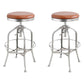 Industrial Metal Legs Bar Stools Indoor Faux Leather Counter Chair Silver Brown 2 Piece Set Clearhalo 'Bar Furniture' 'Bar Stools' 'bar_stools' 'furn' 'furn_bar_stools' 'Furniture' 'Kitchen & Dining Furniture' 7470172
