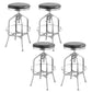Industrial Metal Legs Bar Stools Indoor Faux Leather Counter Chair Silver Black 4 Piece Set Clearhalo 'Bar Furniture' 'Bar Stools' 'bar_stools' 'furn' 'furn_bar_stools' 'Furniture' 'Kitchen & Dining Furniture' 7470178