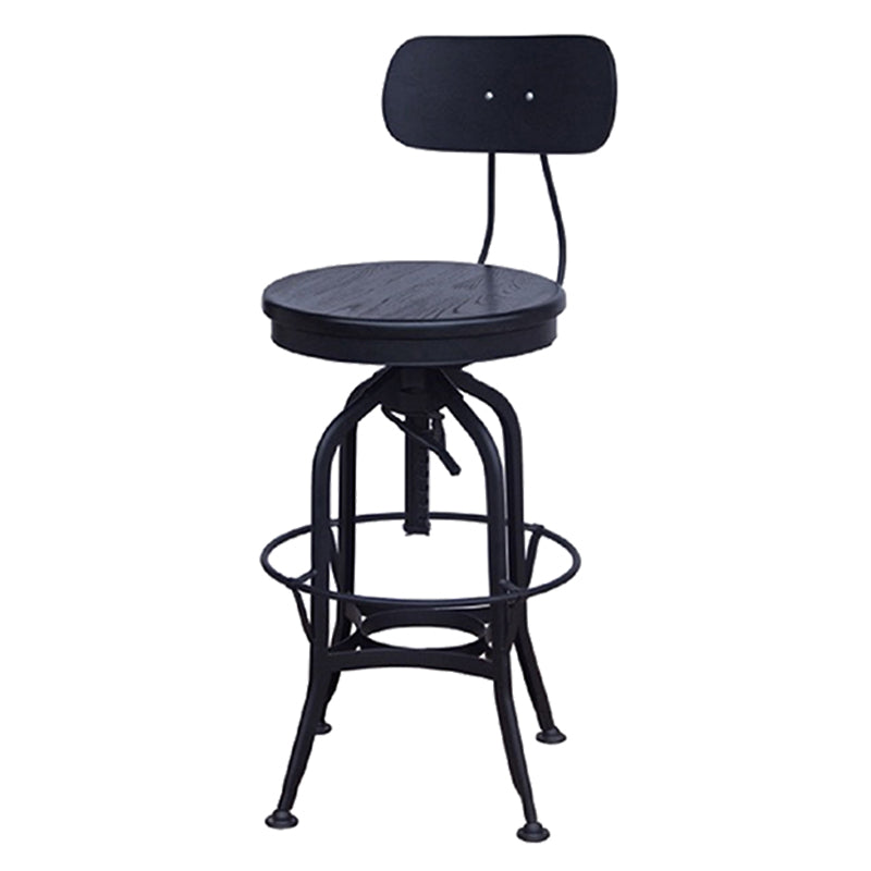 Industrial Metal Legs Bar Stools Indoor Faux Leather Counter Chair Antique Black 1 Piece Clearhalo 'Bar Furniture' 'Bar Stools' 'bar_stools' 'furn' 'furn_bar_stools' 'Furniture' 'Kitchen & Dining Furniture' 7470181