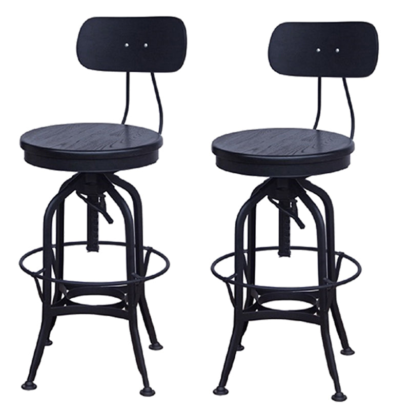 Industrial Metal Legs Bar Stools Indoor Faux Leather Counter Chair Antique Black 2 Piece Set Clearhalo 'Bar Furniture' 'Bar Stools' 'bar_stools' 'furn' 'furn_bar_stools' 'Furniture' 'Kitchen & Dining Furniture' 7470182