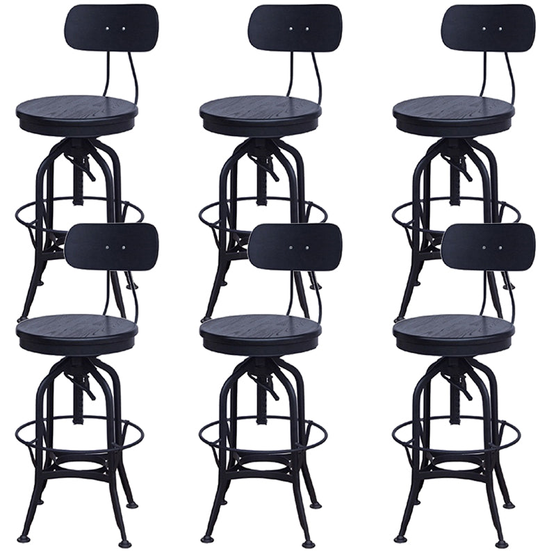 Industrial Metal Legs Bar Stools Indoor Faux Leather Counter Chair Antique Black 6 Piece Set Clearhalo 'Bar Furniture' 'Bar Stools' 'bar_stools' 'furn' 'furn_bar_stools' 'Furniture' 'Kitchen & Dining Furniture' 7470184
