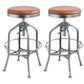 Industrial Metal Legs Bar Stools Indoor Faux Leather Counter Chair Brown 2 Piece Set Clearhalo 'Bar Furniture' 'Bar Stools' 'bar_stools' 'furn' 'furn_bar_stools' 'Furniture' 'Kitchen & Dining Furniture' 7470187