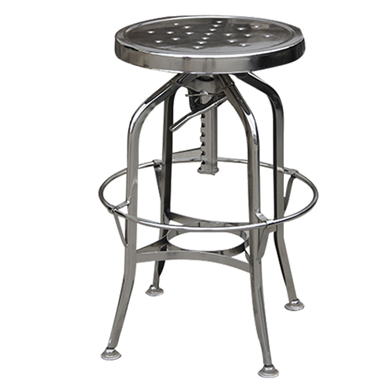 Industrial Metal Legs Bar Stools Indoor Faux Leather Counter Chair Silver 1 Piece Clearhalo 'Bar Furniture' 'Bar Stools' 'bar_stools' 'furn' 'furn_bar_stools' 'Furniture' 'Kitchen & Dining Furniture' 7470191