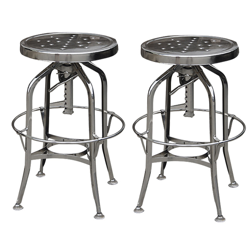 Industrial Metal Legs Bar Stools Indoor Faux Leather Counter Chair Silver 2 Piece Set Clearhalo 'Bar Furniture' 'Bar Stools' 'bar_stools' 'furn' 'furn_bar_stools' 'Furniture' 'Kitchen & Dining Furniture' 7470192