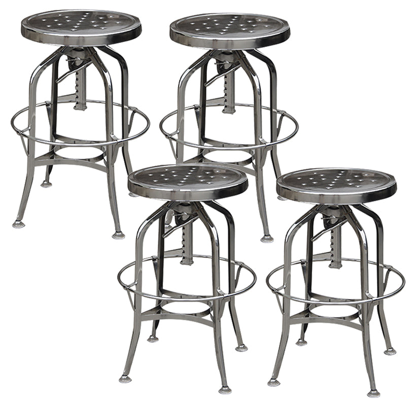 Industrial Metal Legs Bar Stools Indoor Faux Leather Counter Chair Silver 4 Piece Set Clearhalo 'Bar Furniture' 'Bar Stools' 'bar_stools' 'furn' 'furn_bar_stools' 'Furniture' 'Kitchen & Dining Furniture' 7470193