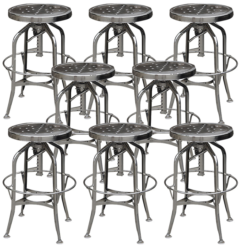 Industrial Metal Legs Bar Stools Indoor Faux Leather Counter Chair Silver 8 Piece Set Clearhalo 'Bar Furniture' 'Bar Stools' 'bar_stools' 'furn' 'furn_bar_stools' 'Furniture' 'Kitchen & Dining Furniture' 7470195
