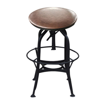 Industrial Metal Legs Bar Stools Indoor Faux Leather Counter Chair Brown-Black 1 Piece Clearhalo 'Bar Furniture' 'Bar Stools' 'bar_stools' 'furn' 'furn_bar_stools' 'Furniture' 'Kitchen & Dining Furniture' 7470196