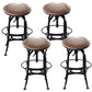 Industrial Metal Legs Bar Stools Indoor Faux Leather Counter Chair Brown-Black 4 Piece Set Clearhalo 'Bar Furniture' 'Bar Stools' 'bar_stools' 'furn' 'furn_bar_stools' 'Furniture' 'Kitchen & Dining Furniture' 7470198