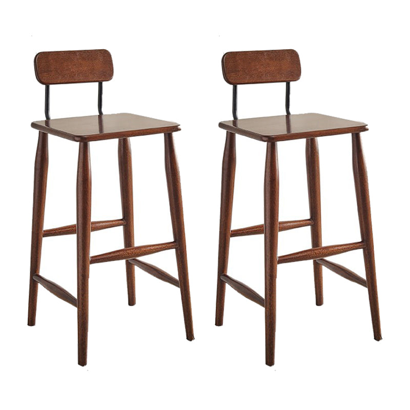 Indoor Solid Wood Bar Stool Low Back Bar Stool with Footrest