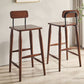 Indoor Solid Wood Bar Stool Low Back Bar Stool with Footrest