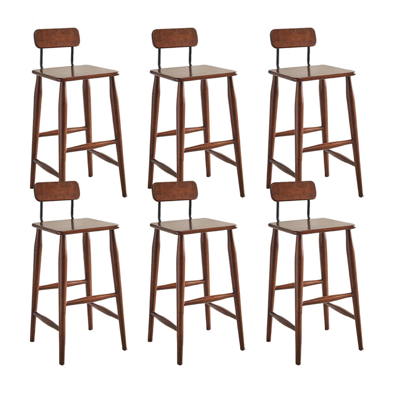 Indoor Solid Wood Bar Stool Low Back Bar Stool with Footrest