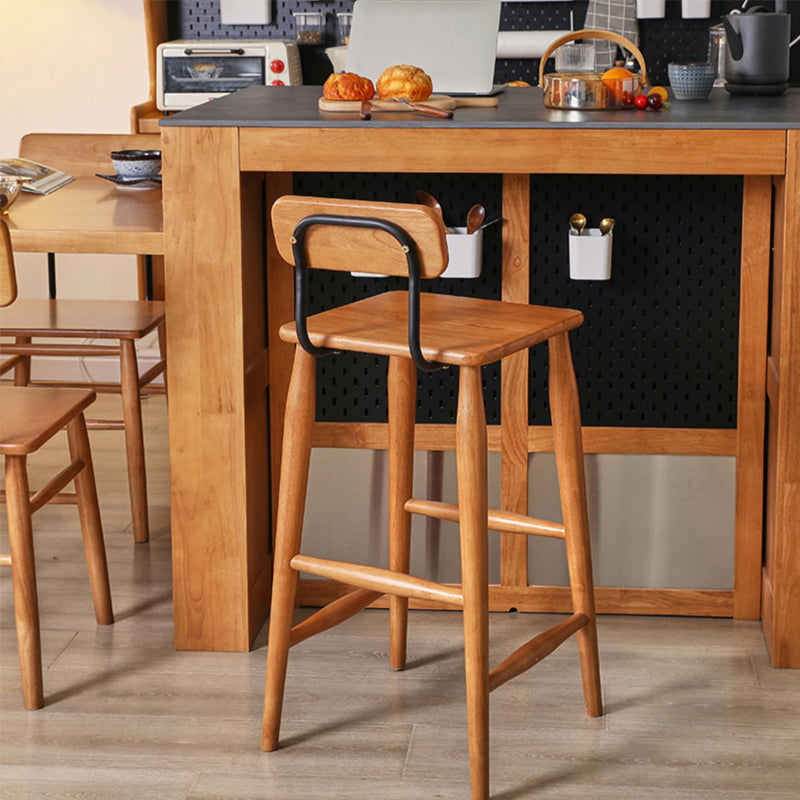 Indoor Solid Wood Bar Stool Low Back Bar Stool with Footrest