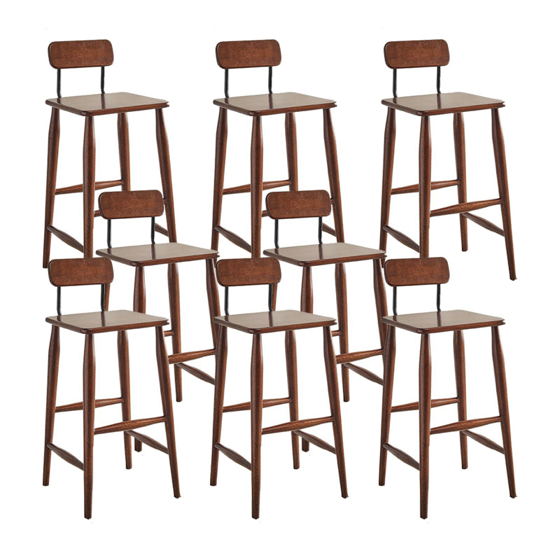 Indoor Solid Wood Bar Stool Low Back Bar Stool with Footrest