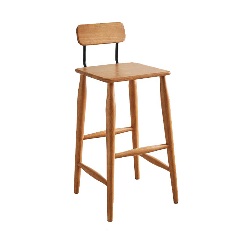 Indoor Solid Wood Bar Stool Low Back Bar Stool with Footrest