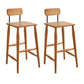 Indoor Solid Wood Bar Stool Low Back Bar Stool with Footrest