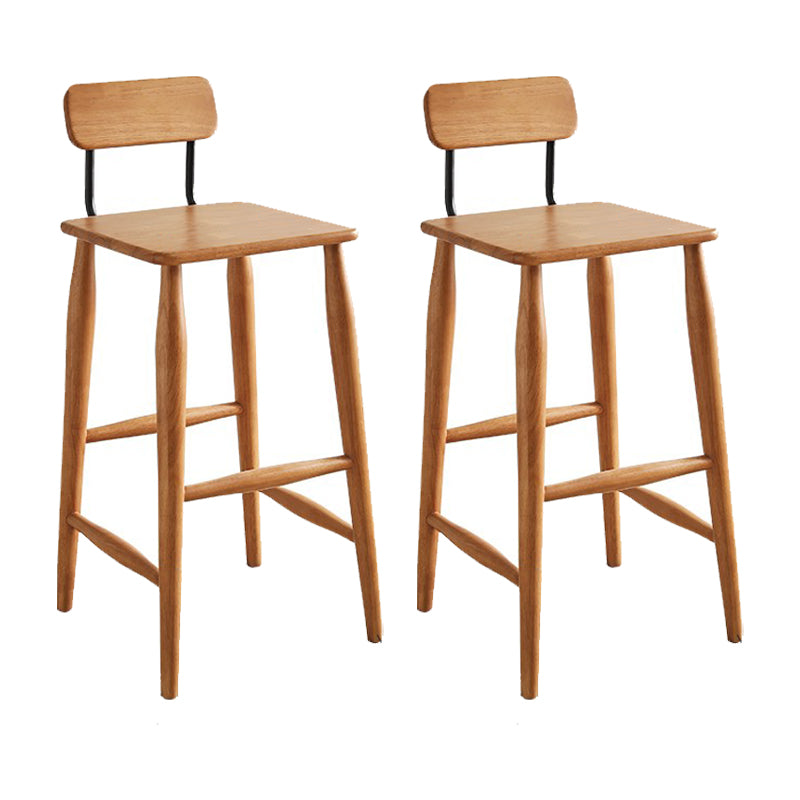 Indoor Solid Wood Bar Stool Low Back Bar Stool with Footrest