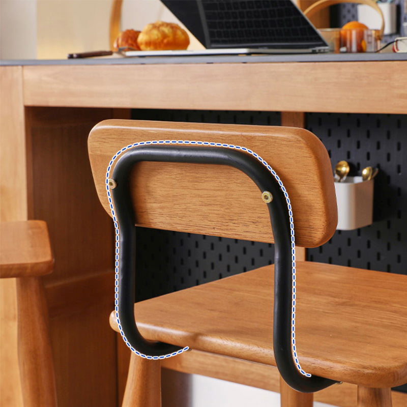 Indoor Solid Wood Bar Stool Low Back Bar Stool with Footrest