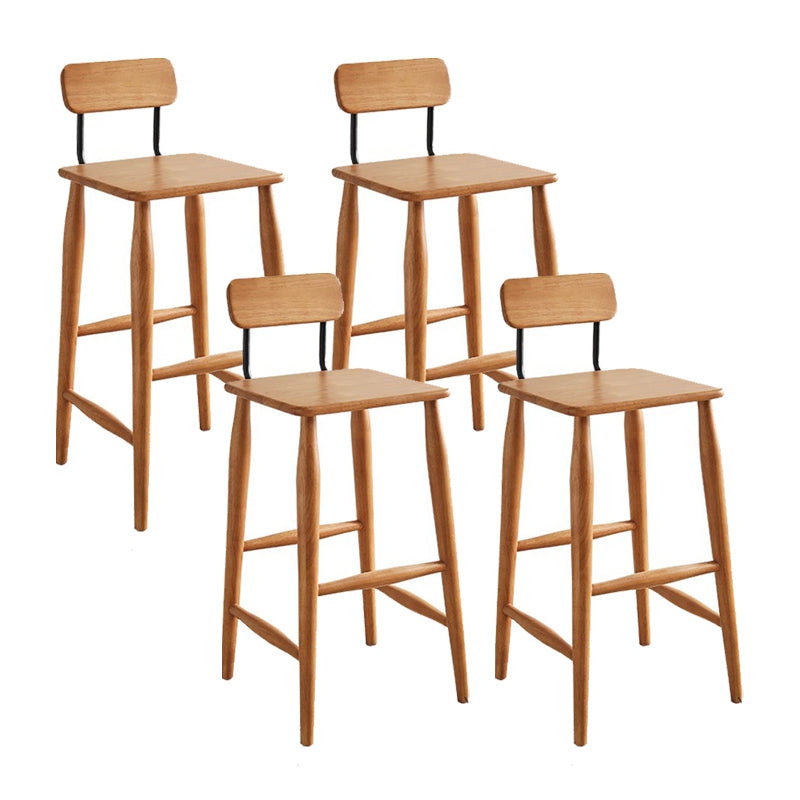 Indoor Solid Wood Bar Stool Low Back Bar Stool with Footrest