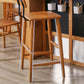 Indoor Solid Wood Bar Stool Low Back Bar Stool with Footrest