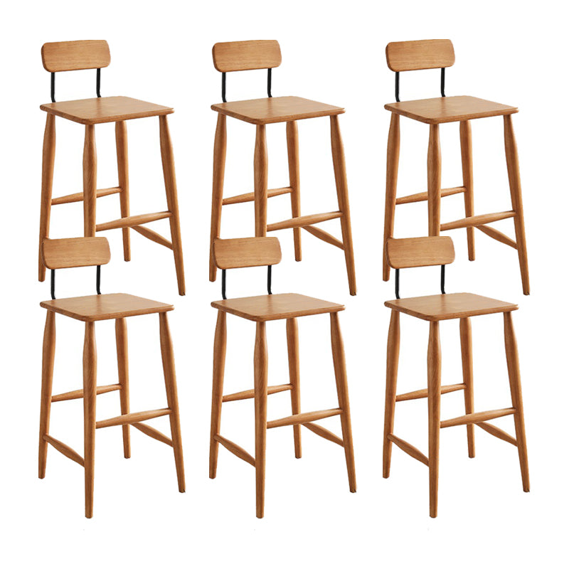Indoor Solid Wood Bar Stool Low Back Bar Stool with Footrest