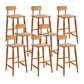 Indoor Solid Wood Bar Stool Low Back Bar Stool with Footrest