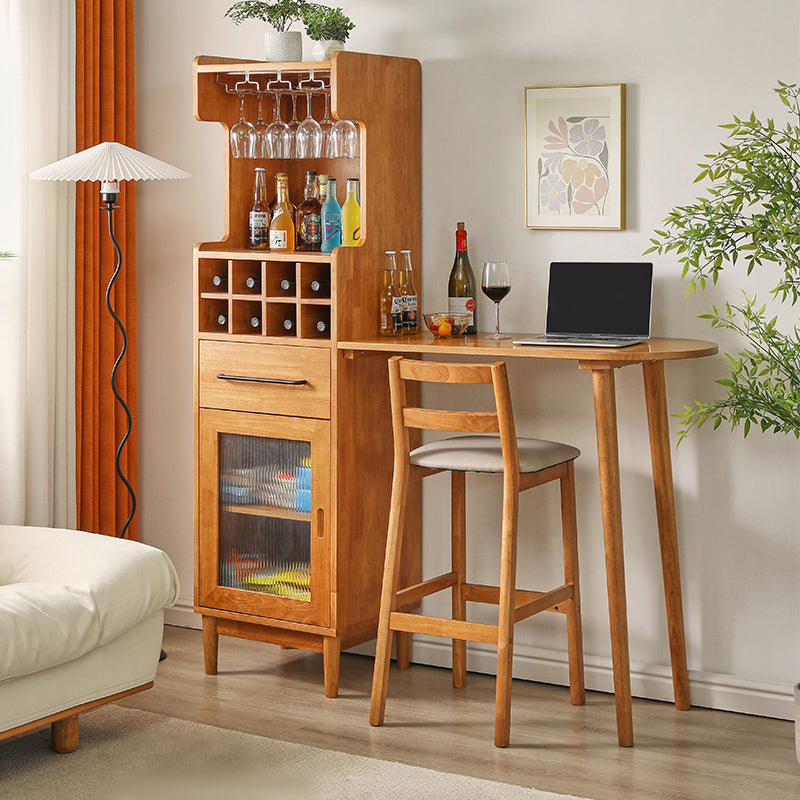 Indoor Solid Wood Bar Stool Low Back Bar Stool with Footrest