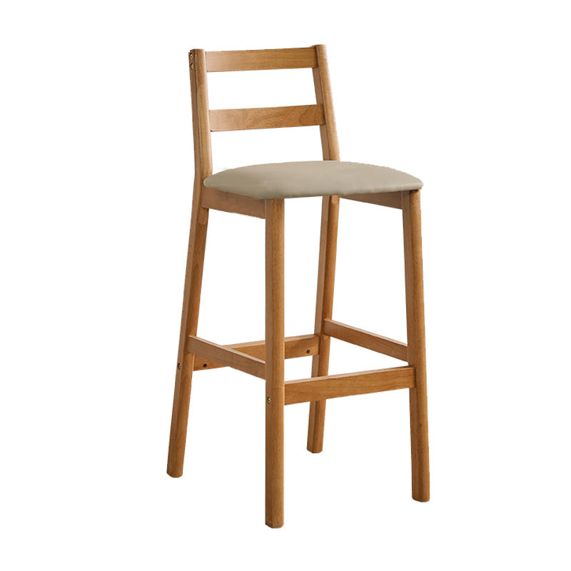Indoor Solid Wood Bar Stool Low Back Bar Stool with Footrest