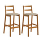 Indoor Solid Wood Bar Stool Low Back Bar Stool with Footrest