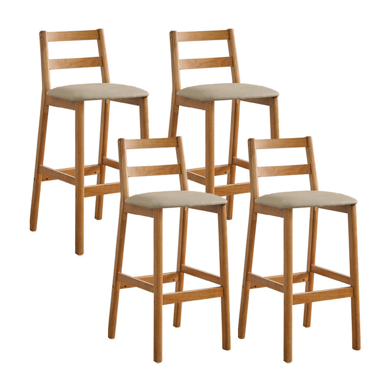 Indoor Solid Wood Bar Stool Low Back Bar Stool with Footrest