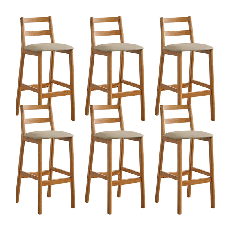 Indoor Solid Wood Bar Stool Low Back Bar Stool with Footrest