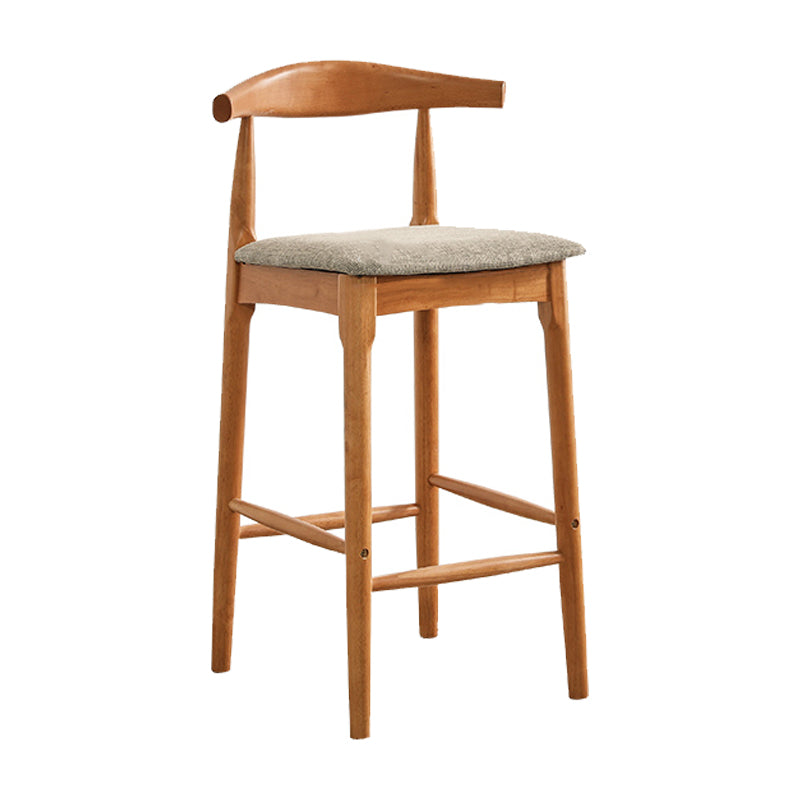 Indoor Solid Wood Bar Stool Low Back Bar Stool with Footrest