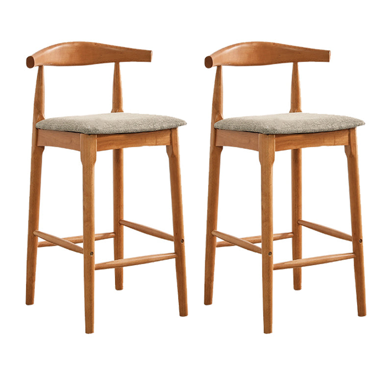 Indoor Solid Wood Bar Stool Low Back Bar Stool with Footrest