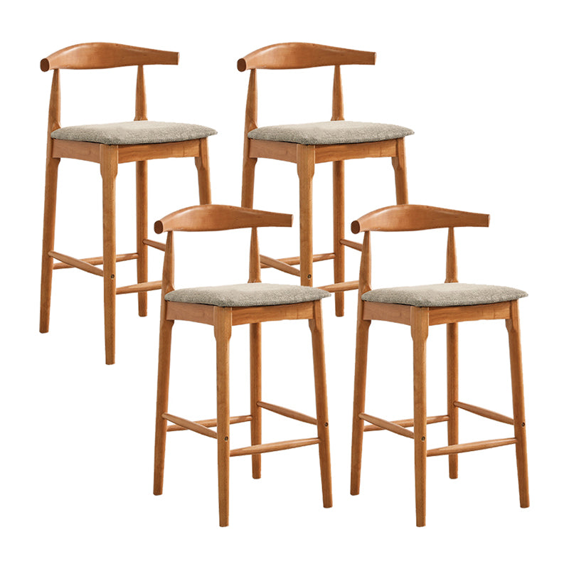 Indoor Solid Wood Bar Stool Low Back Bar Stool with Footrest