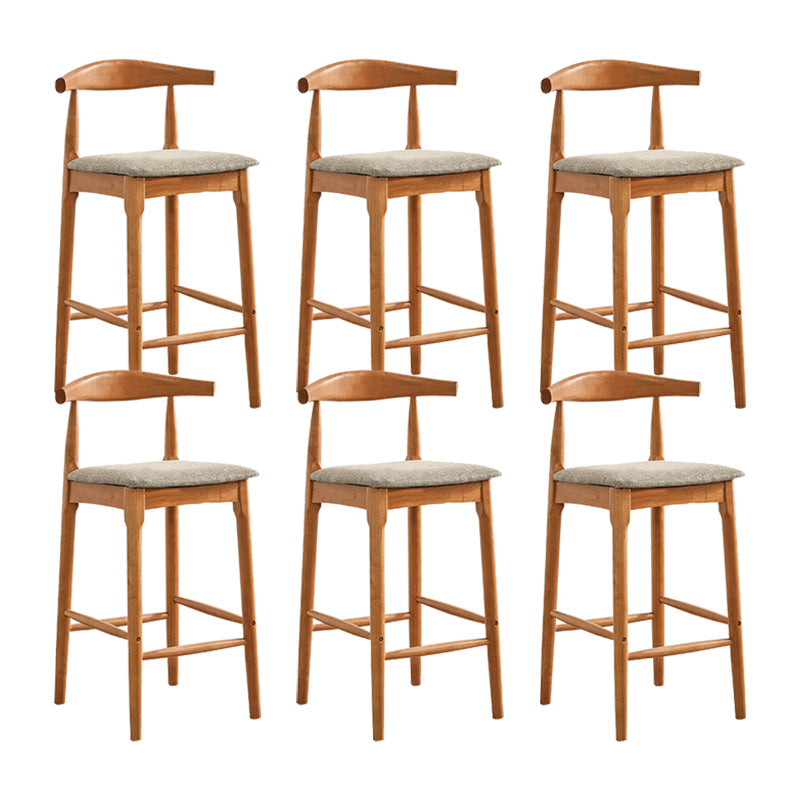 Indoor Solid Wood Bar Stool Low Back Bar Stool with Footrest