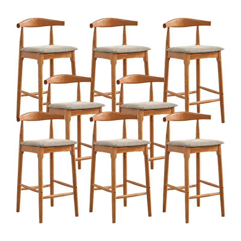 Indoor Solid Wood Bar Stool Low Back Bar Stool with Footrest