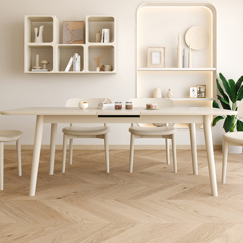 White Rectangle Dining Room Table Modern Dinner Room Kitchen Table Clearhalo 'Dining Tables & Seating' 'Dining Tables' 'dining_table' 'furn' 'furn_dining_table' 'Furniture' 'Kitchen & Dining Furniture' 7470398