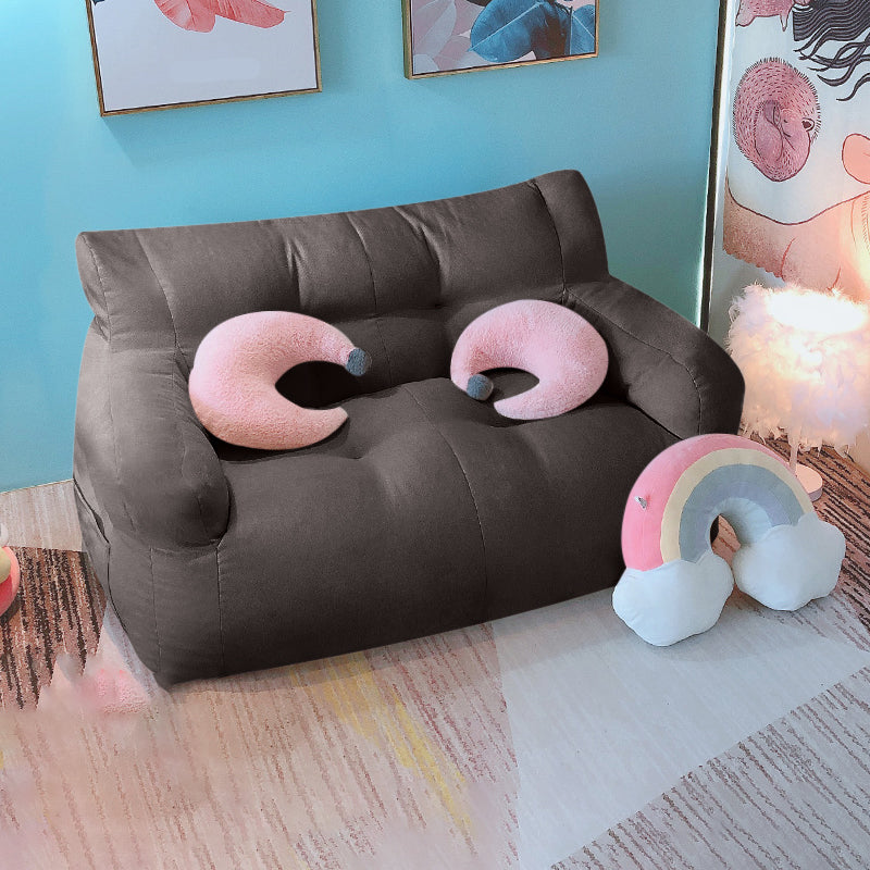 Modern Fabric Loveseat Sofa Rolled Arm Settee for Living Room Dark Gray Cotton and Linen Clearhalo 'furn' 'furn_sofas' 'Furniture' 'Living Room Furniture' 'Sofa' 'sofas' 7470508