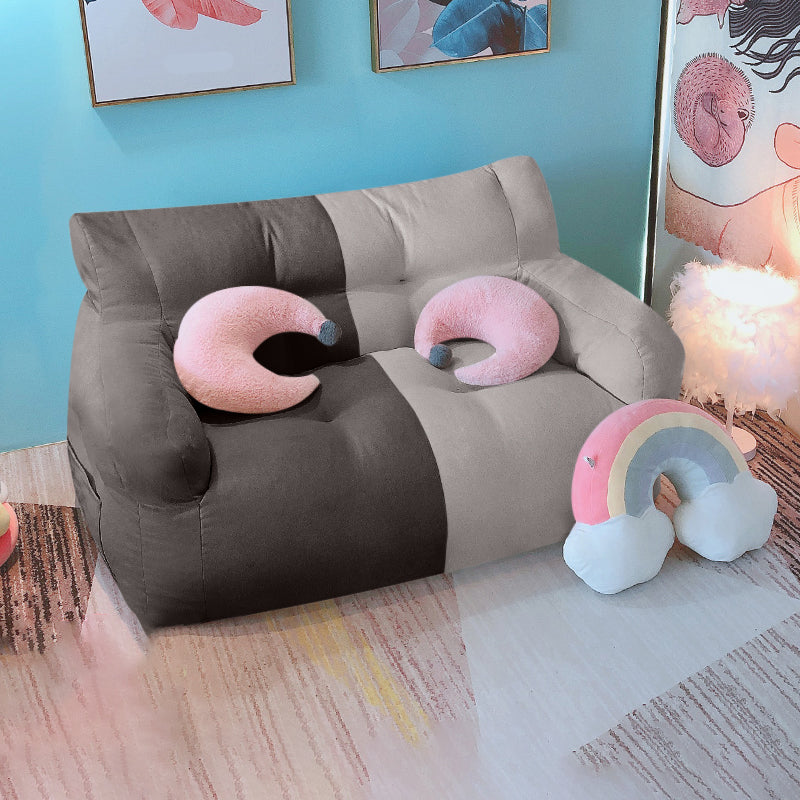 Modern Fabric Loveseat Sofa Rolled Arm Settee for Living Room Dark Grey Light Grey Cotton and Linen Clearhalo 'furn' 'furn_sofas' 'Furniture' 'Living Room Furniture' 'Sofa' 'sofas' 7470511