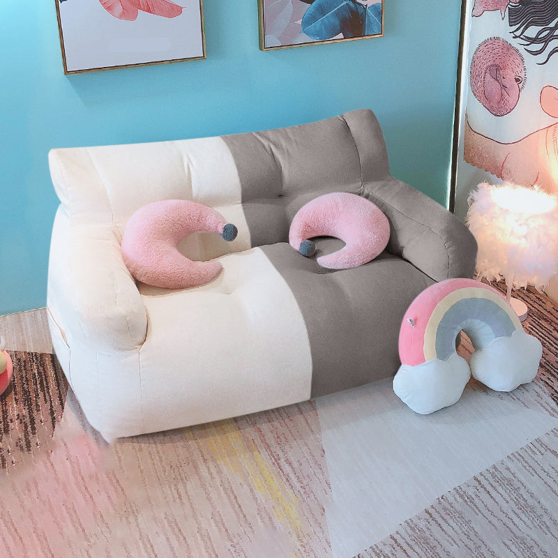 Modern Fabric Loveseat Sofa Rolled Arm Settee for Living Room Light Gray-White Cotton and Linen Clearhalo 'furn' 'furn_sofas' 'Furniture' 'Living Room Furniture' 'Sofa' 'sofas' 7470518