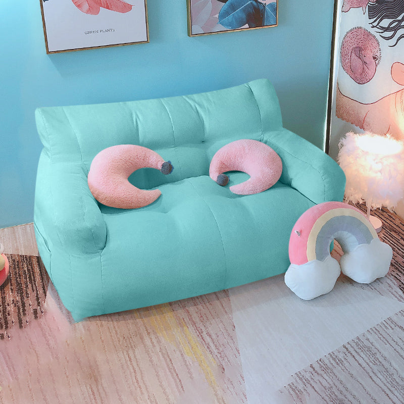 Modern Fabric Loveseat Sofa Rolled Arm Settee for Living Room Mint Green Cotton and Linen Clearhalo 'furn' 'furn_sofas' 'Furniture' 'Living Room Furniture' 'Sofa' 'sofas' 7470521