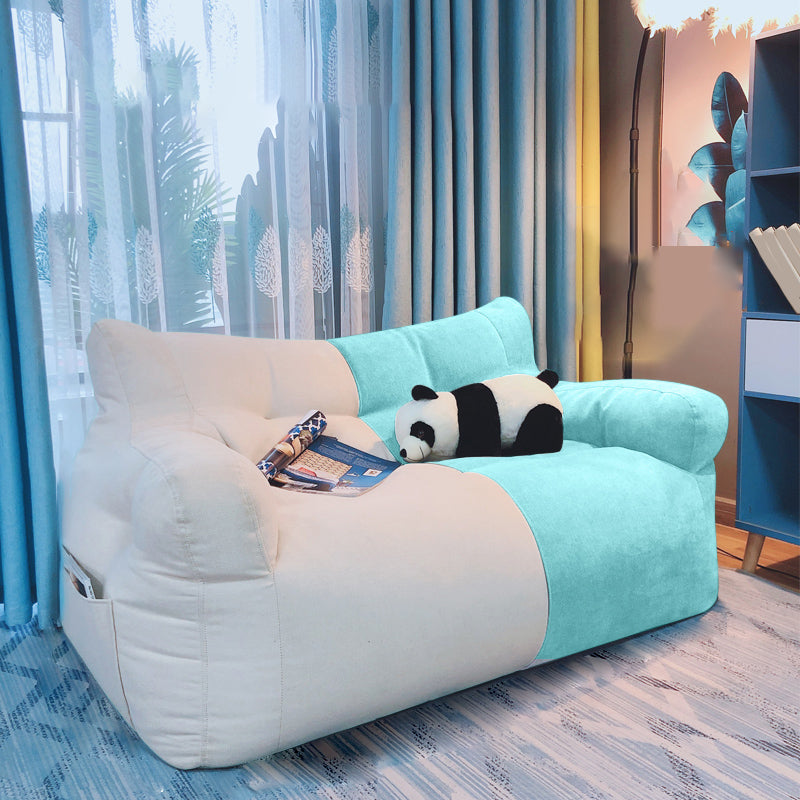 Modern Fabric Loveseat Sofa Rolled Arm Settee for Living Room 46"L x 31"W x 24"H Mint Green - Off-White Cotton and Linen Clearhalo 'furn' 'furn_sofas' 'Furniture' 'Living Room Furniture' 'Sofa' 'sofas' 7470525