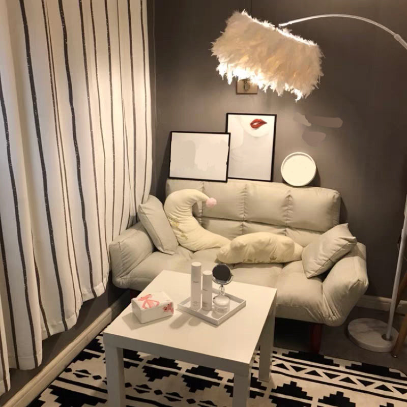 Adjustable Sofa Stationary Square Arm Seating for Living Room 47"L x 22"W x 27.5"H White Cotton and Linen Clearhalo 'furn' 'furn_sofas' 'Furniture' 'Living Room Furniture' 'Sofa' 'sofas' 7470529