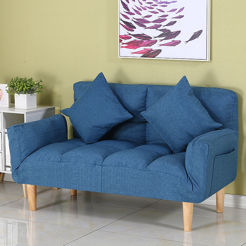 Adjustable Sofa Stationary Square Arm Seating for Living Room 47"L x 22"W x 27.5"H Blue Cotton and Linen Clearhalo 'furn' 'furn_sofas' 'Furniture' 'Living Room Furniture' 'Sofa' 'sofas' 7470533